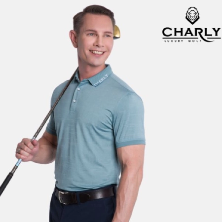 Áo Cộc Tay Nam Charly S23 Xanh Ghi Vải Sọc VT004739